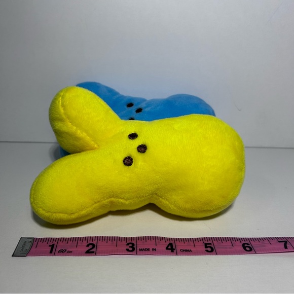 PEEPS Plush Stuffed EASTER Bunny Rabbit 6" LOT Of 3 Velour Blue Yellow And Pink - Picture 7 of 9